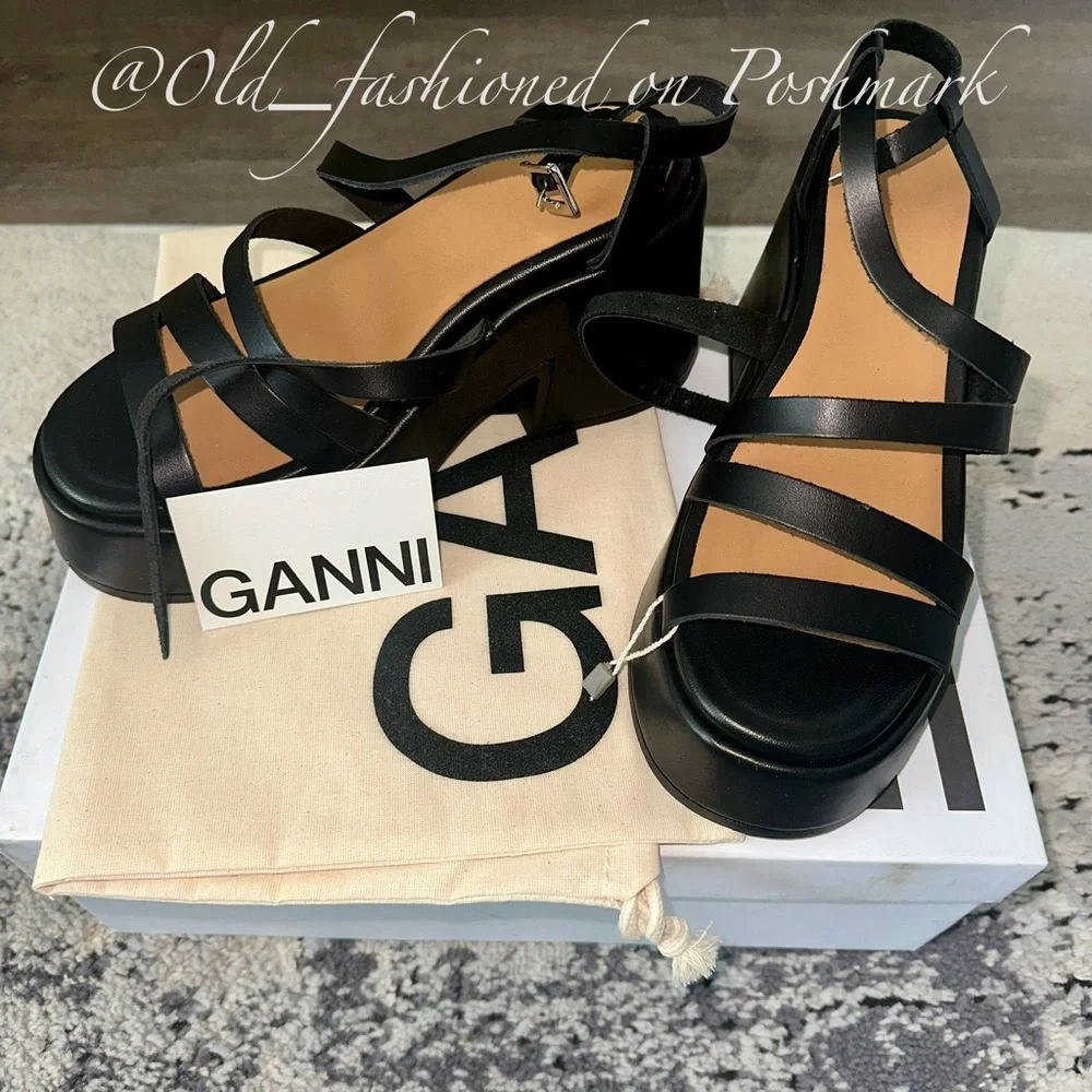 GANNI Platform Leather Sandals